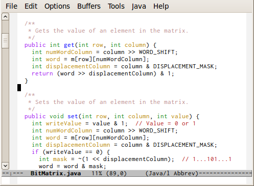 Screenshot of emacs with Inconsolata font