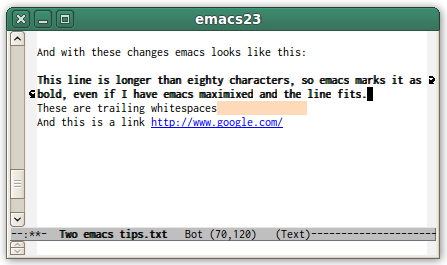 emacs configuration options
