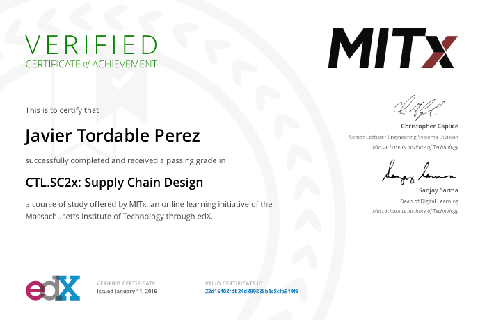 Supply Chain Certificate
