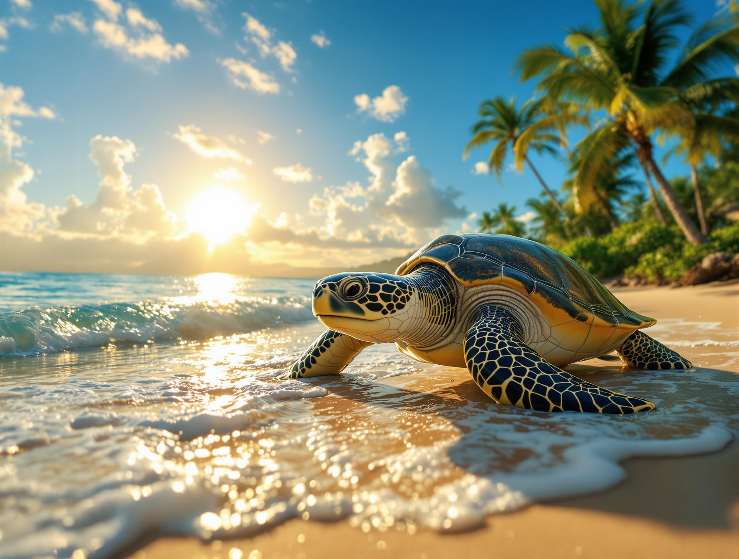 A turtle in the beach