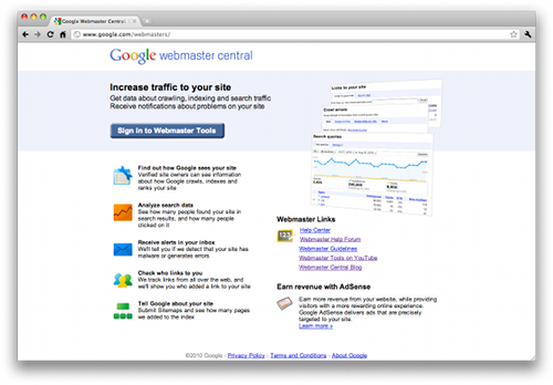 Webmaster Central screenshot